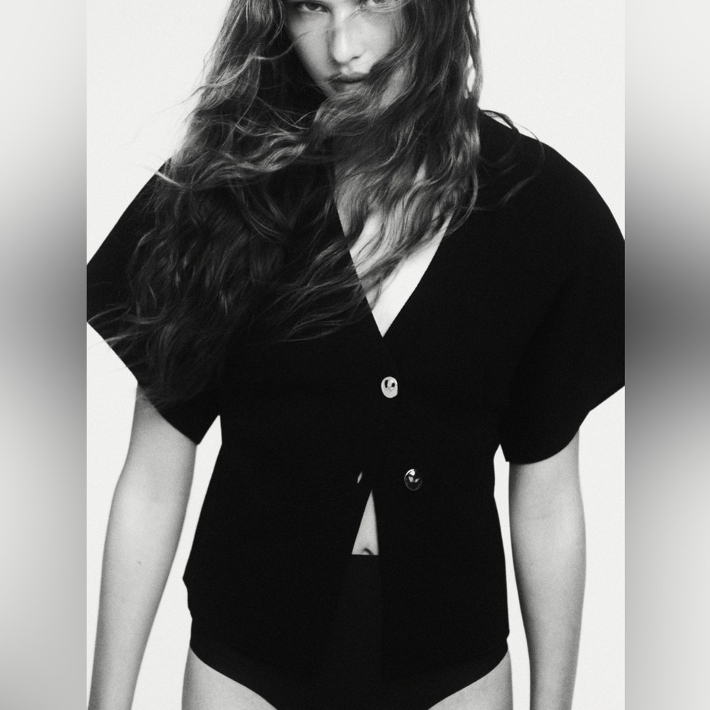 BASIC KNIT SHORT SLEEVE CARDIGAN